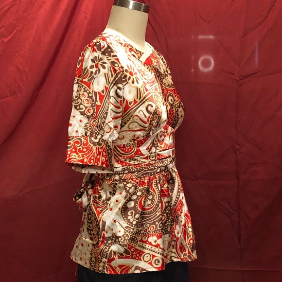 BCBGMaxAzaria Satin Keyhole Blouse Small - Picture 7 of 9